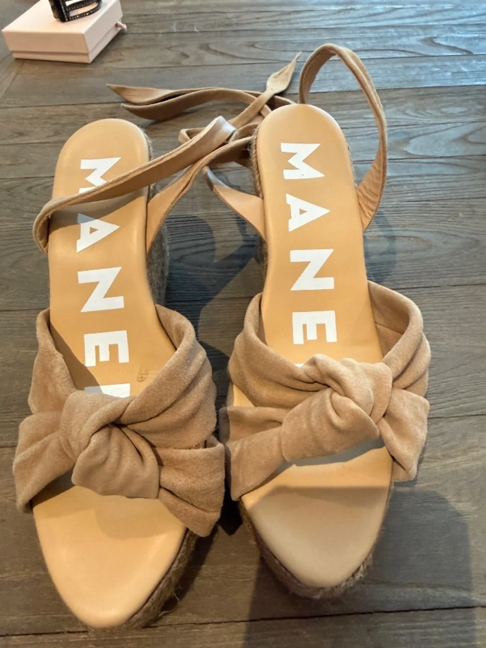 Manebi Suede Wedge Espadrilles with Knot Size 8 - Picture 4 of 4